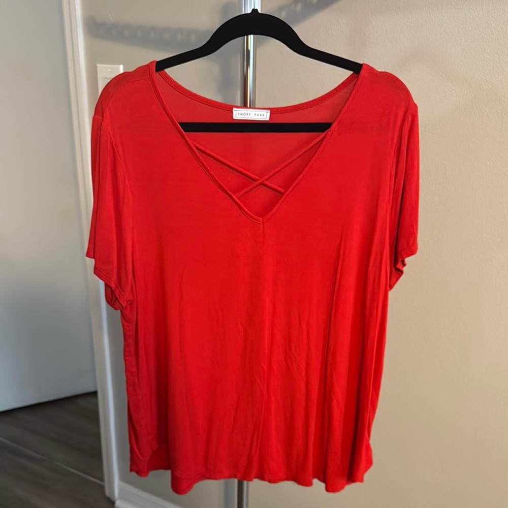 Emory Park Red Relaxed Cut Out Tee